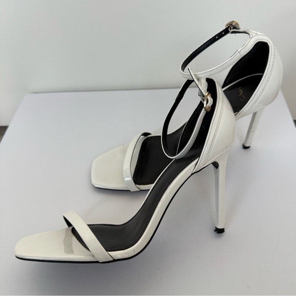 Mango White Patent Ankle-Cuff Strap Stiletto Heels Sandals. US 7.5 EU 38. Used. - Picture 4 of 16